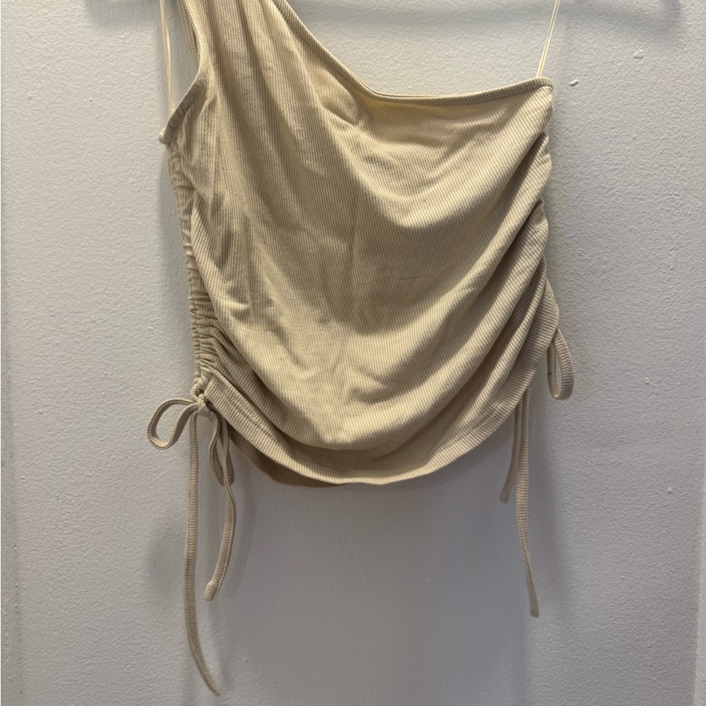 Beige Ribbed Crop Top